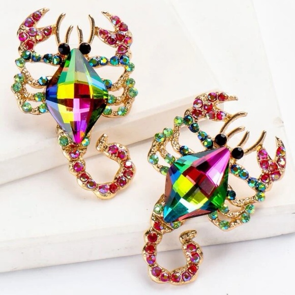 Gemstone Scorpion Earrings - Picture 1 of 8